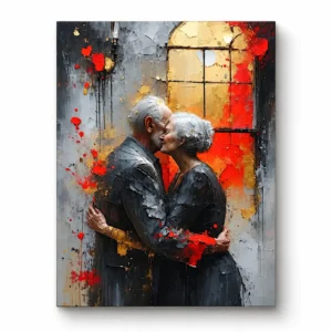 Cuadro Abrazo Eterno, pareja de abuelos abrazados, Casa Lucci